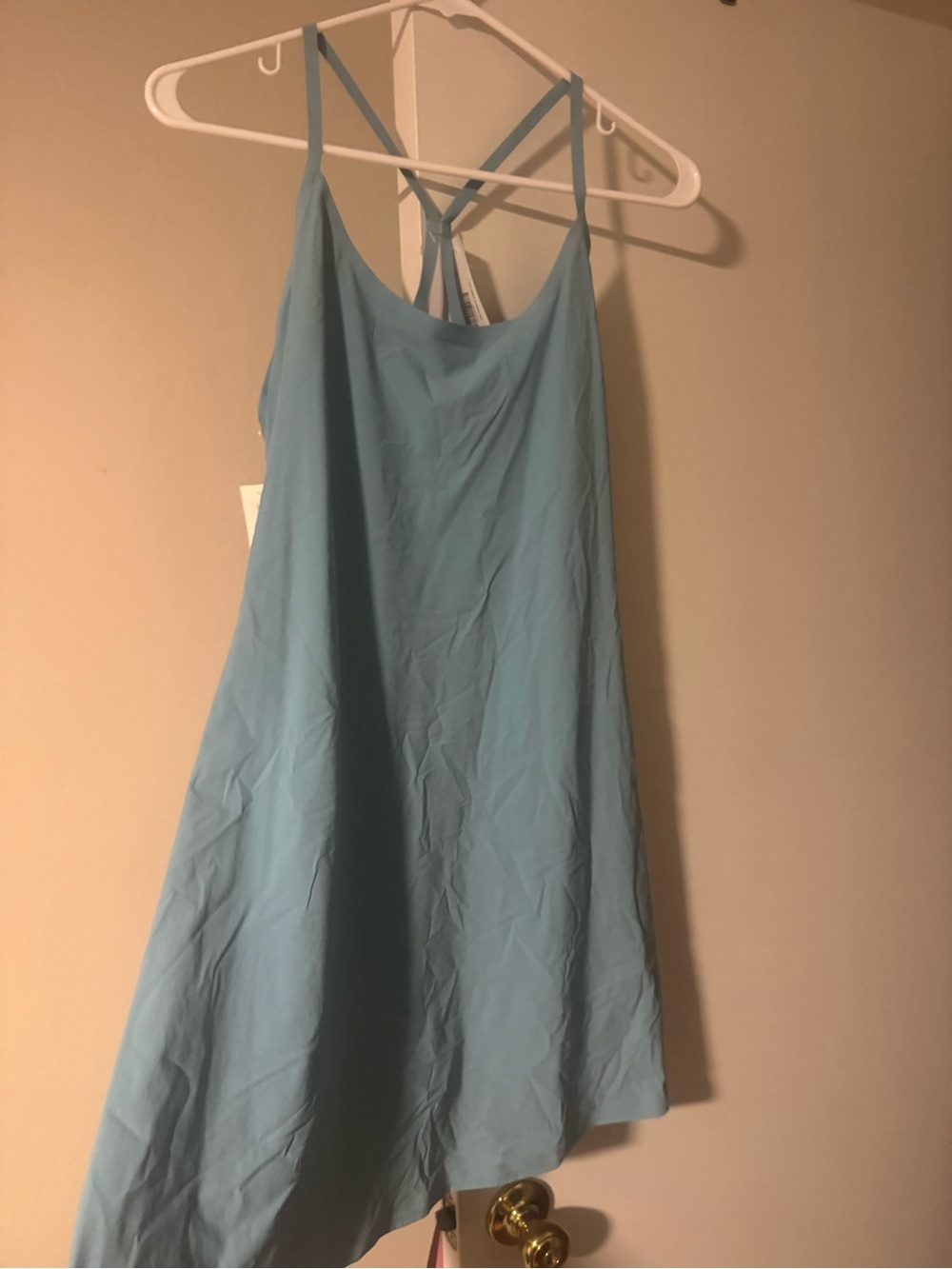 Outdoor Voices Sky Blue Midi Slip Dress with Cross-Back Straps